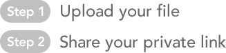Step 1: Upload your file.  Step 2: Share your private link.